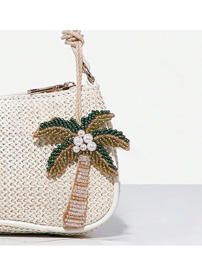 ميدالية مفاتيح شجرة النخيل باللون الوطني السعودي مصنوعة يدوياً بتصميم لامع وملون من الخرز مع حزام متعدد الاستخدامات لحقيبة المفاتيح وسحر السيارة للاستخدام اليومي كهدية في احتفالات العيد الوطني والتجمعات الاحتفالية ومجموعة الهدايا التذكارية - Image 4